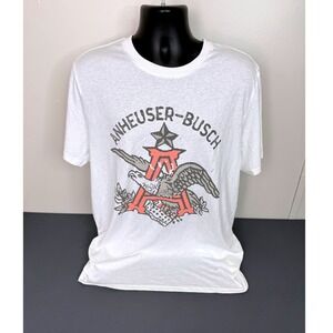 Anheuser-Busch T-Shirt Mens XL White Eagle Logo Graphic Tee Distressed Brewery